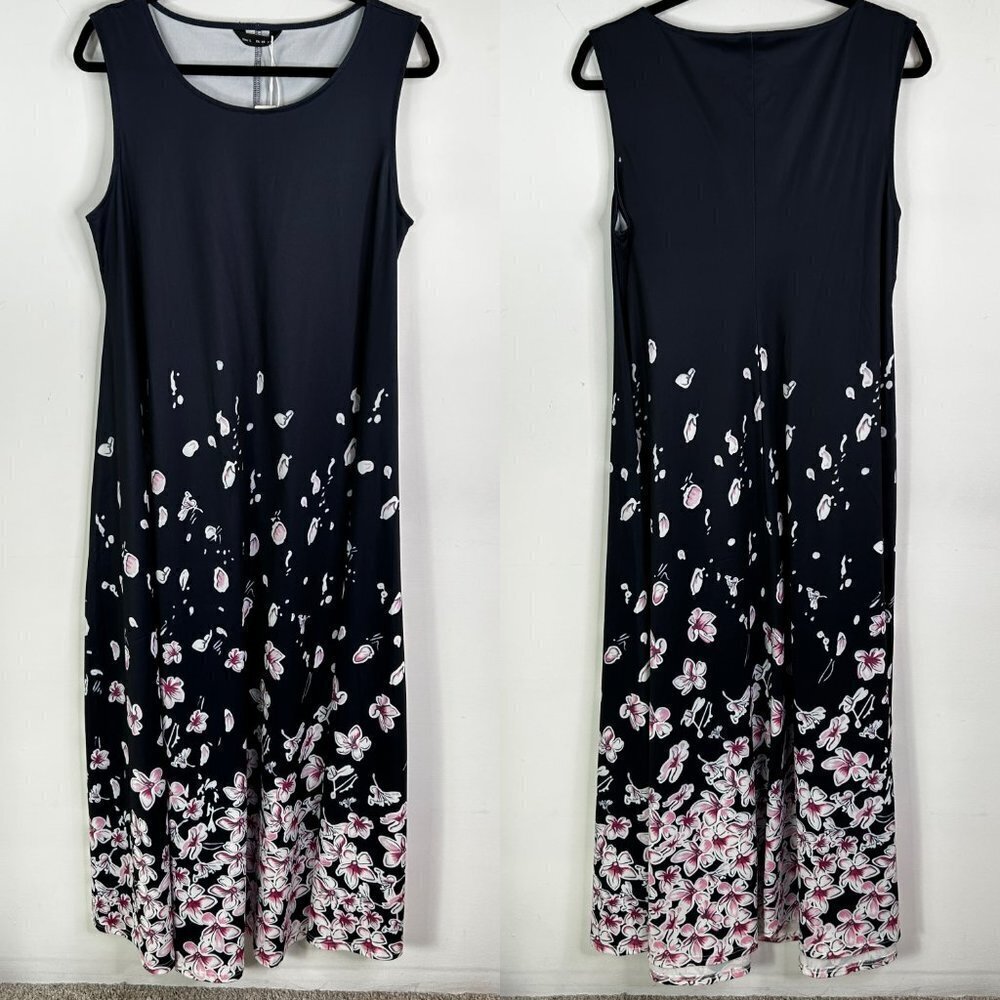 Tendency Women's Blue Sleeveless Floral Dress Size L - NWT